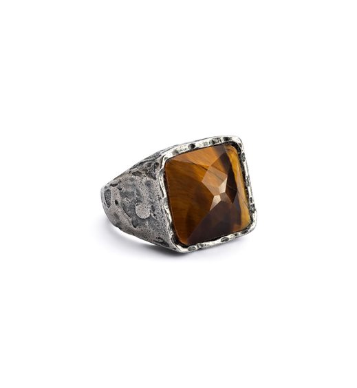 Anneau Antracite Homme Anelli in Argent Occhio di tigre AN31 RE BROWN - AN31 RE BROWN